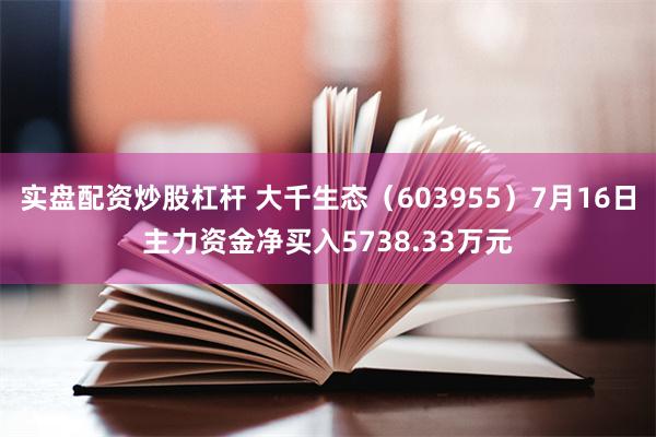 实盘配资炒股杠杆 大千生态（603955）7月16日主力资金净买入5738.33万元