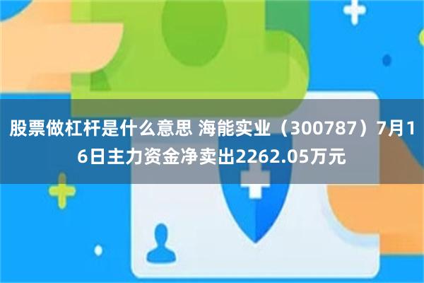 股票做杠杆是什么意思 海能实业（300787）7月16日主力资金净卖出2262.05万元