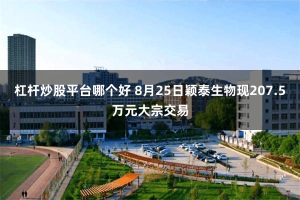 杠杆炒股平台哪个好 8月25日颖泰生物现207.5万元大宗交易