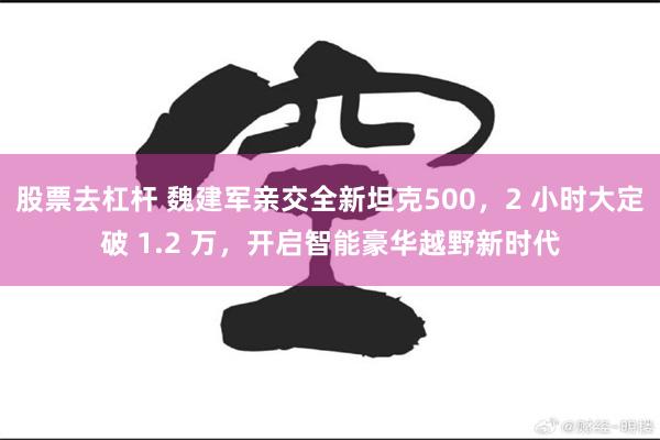 股票去杠杆 魏建军亲交全新坦克500,2 小时大定破 1.2 万,开启智能豪华越野新时代
