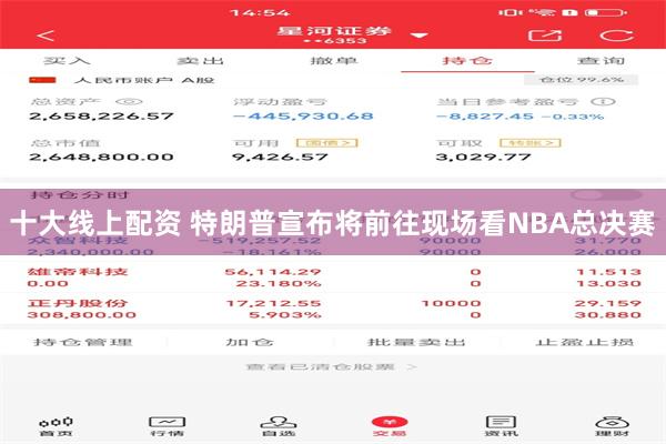 十大线上配资 特朗普宣布将前往现场看NBA总决赛