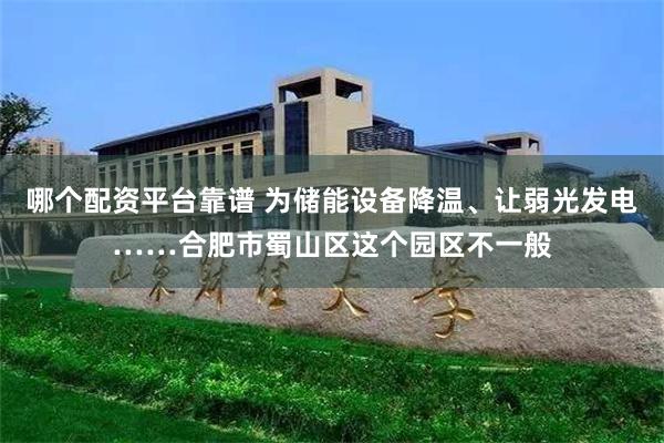 哪个配资平台靠谱 为储能设备降温、让弱光发电……合肥市蜀山区这个园区不一般