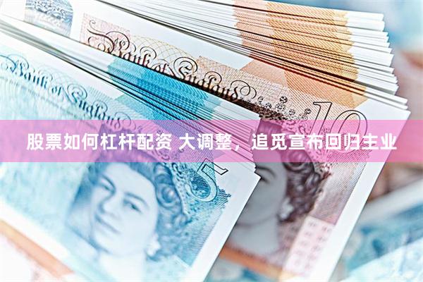 股票如何杠杆配资 大调整，追觅宣布回归主业