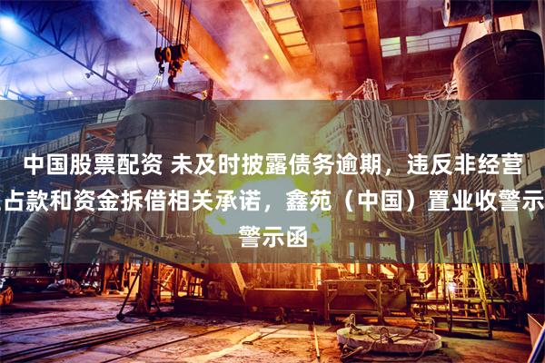 中国股票配资 未及时披露债务逾期，违反非经营性占款和资金拆借相关承诺，鑫苑（中国）置业收警示函