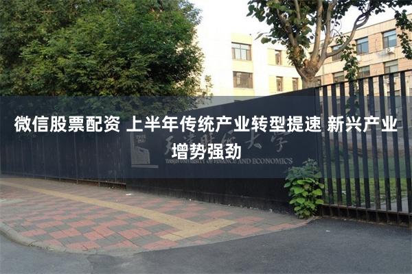 微信股票配资 上半年传统产业转型提速 新兴产业增势强劲
