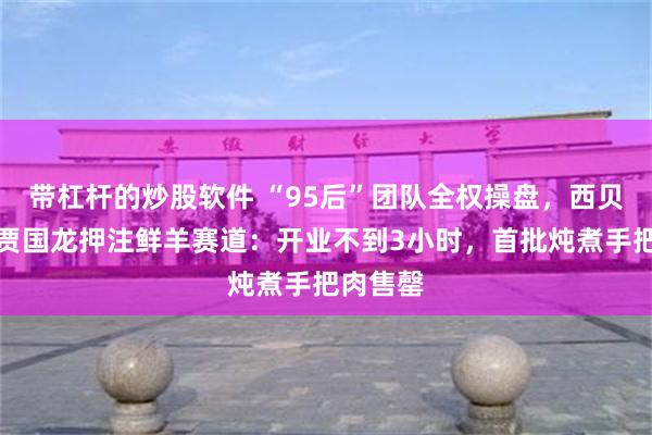带杠杆的炒股软件 “95后”团队全权操盘，西贝创始人贾国龙押注鲜羊赛道：开业不到3小时，首批炖煮手把肉售罄